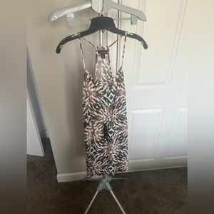 Cynthia Rowley Brown & White Racerback Drawstring Waist Dress Size 4 NWOT